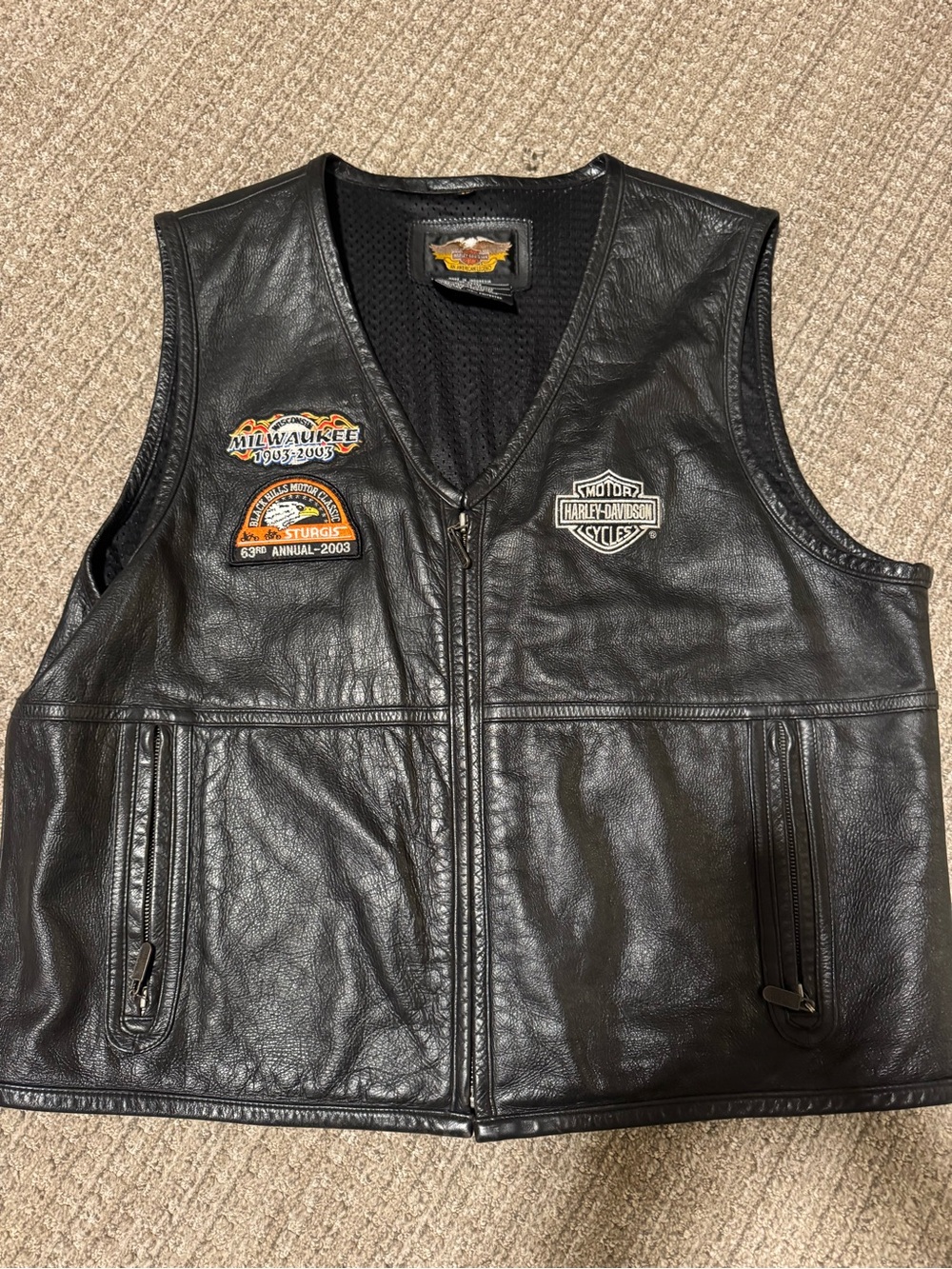 VINTAGE HARLEY-DAVIDSON LEATHER VEST SIZE XXL